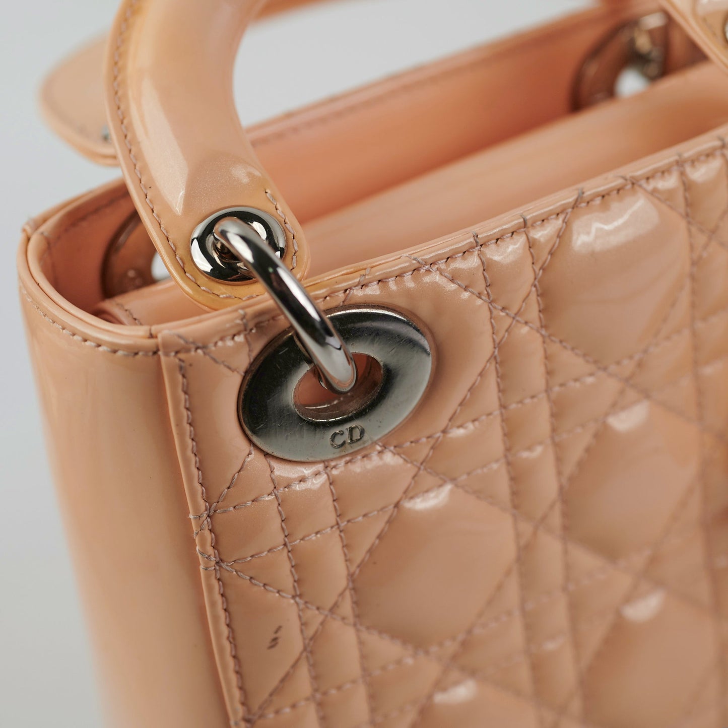 Christian Dior Mini Patent Lady Dior Peach Bag