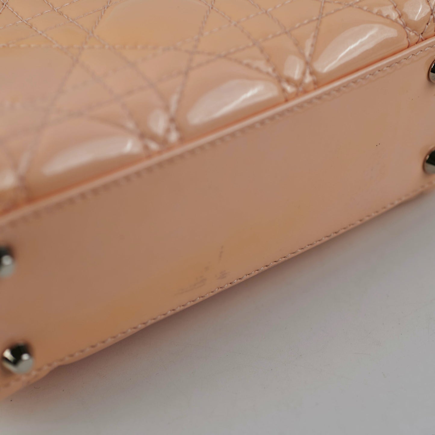 Christian Dior Mini Patent Lady Dior Peach Bag