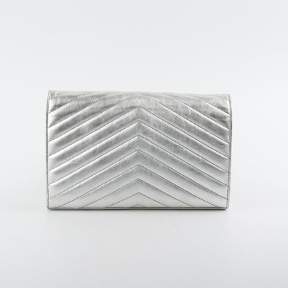 Saint Laurent Cassandre Wallet On Chain (WOC) Silver