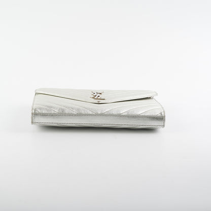 Saint Laurent Cassandre Wallet On Chain (WOC) Silver