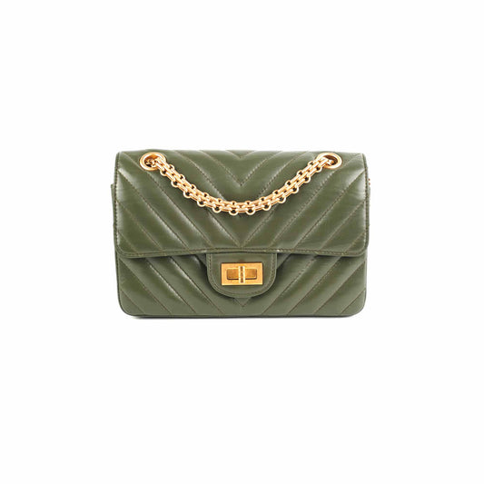 Chanel Mini 2.55 Chevron Reissue Khaki Green (Microchipped)