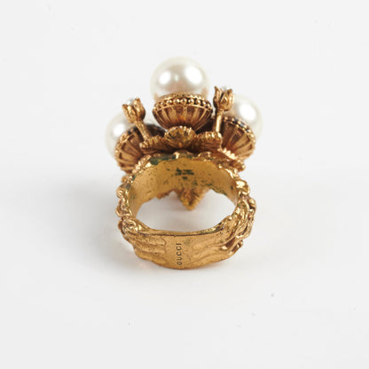 Gucci Gold Pearl Ring Size 56 Costume Jewellery