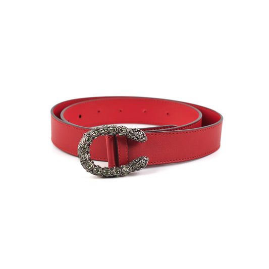 Gucci Dionysus Size 85cm Red Leather Belt