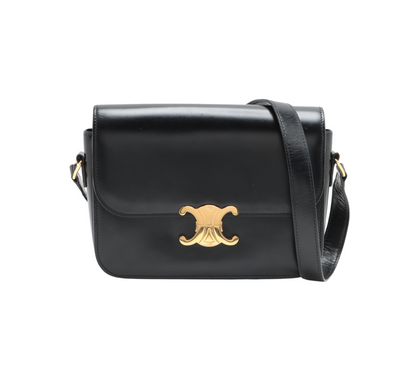 CELINE Medium Triomphe Leather Shoulder bag Black