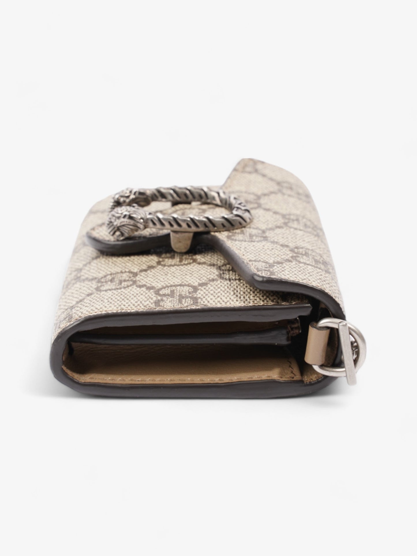 Gucci Dionysus GG Wallet With Web Strap Beige And Ebony GG Supreme / Navy / Red Coated Canvas