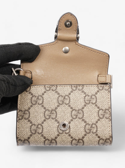 Gucci Dionysus GG Wallet With Web Strap Beige And Ebony GG Supreme / Navy / Red Coated Canvas