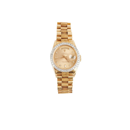 Rolex 36mm President 18k Yellow Gold with Aftermarket Diamonds Watch