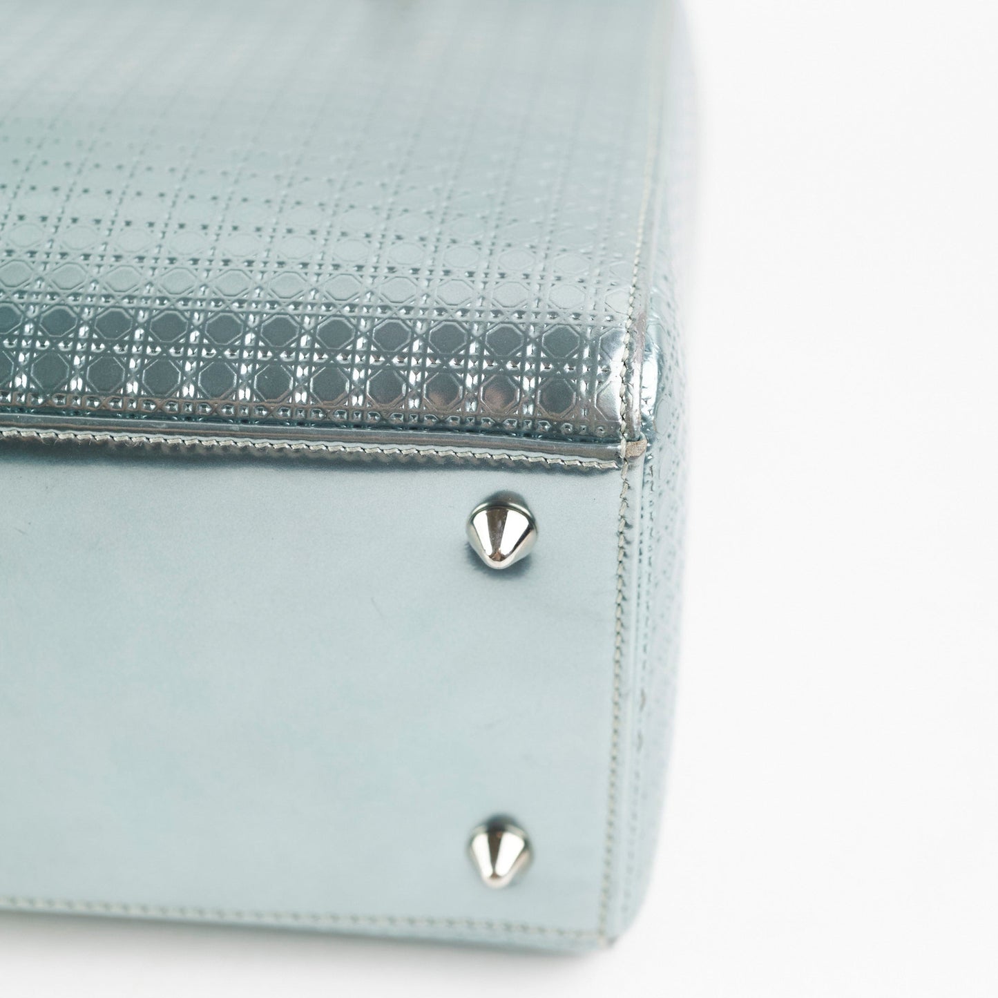 Christian Dior Lady Dior Medium Metallic Blue Patent