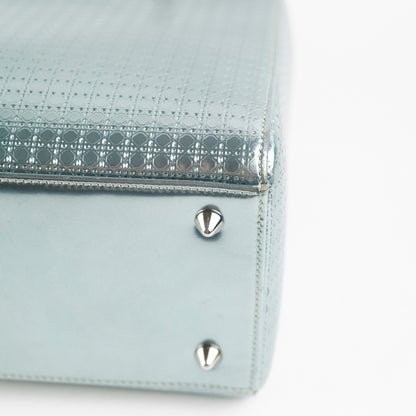 Christian Dior Lady Dior Medium Metallic Blue Patent