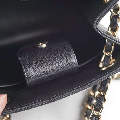 Chanel 22S Mini Bucket Bag Caviar Black Microchip 2023