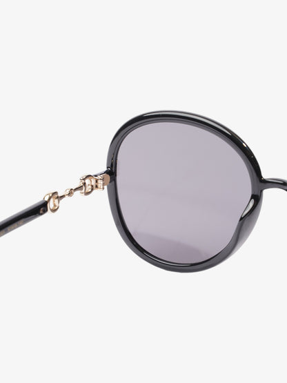 Gucci Horsebit Oversized Sunglasses Black / Gold Acetate 140mm