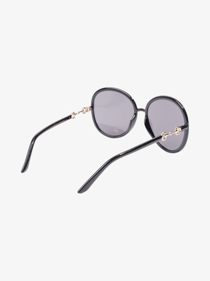Gucci Horsebit Oversized Sunglasses Black / Gold Acetate 140mm