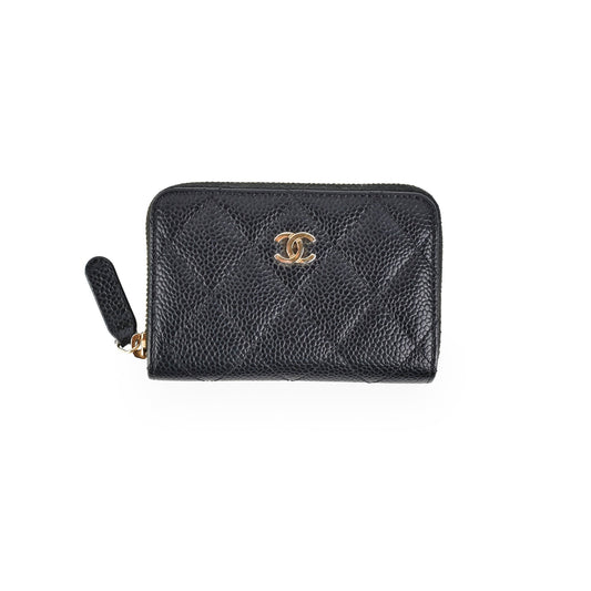 Chanel Zipped Caviar Coin Purse Black