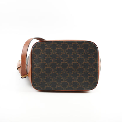 Celine Medium Bucket Triomphe Canvas and Calfskin
