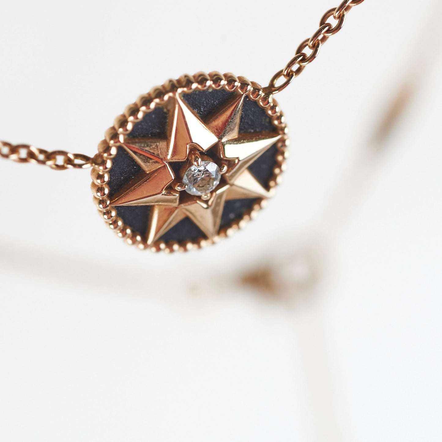 Christian Dior Rose De Vents Yellow Gold with Diamond Necklace