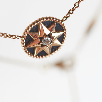Christian Dior Rose De Vents Yellow Gold with Diamond Necklace