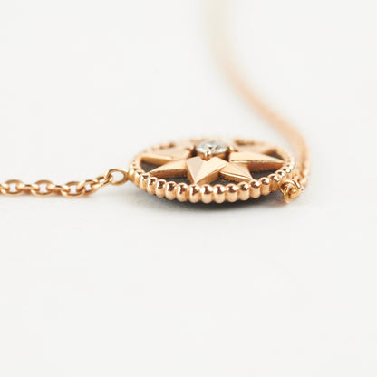 Christian Dior Rose De Vents Yellow Gold with Diamond Necklace