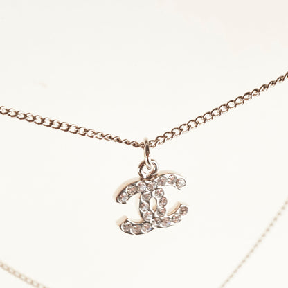 Chanel Silver Rhinestone Necklace Costume Jewellery