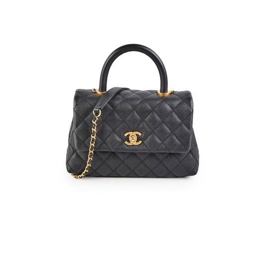 Chanel Small Coco Handle Caviar Black