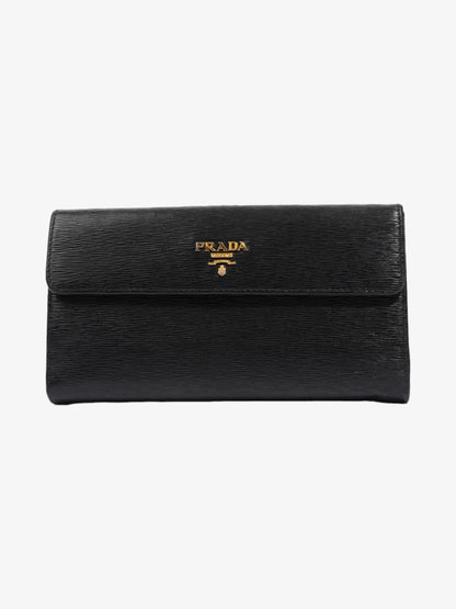 Prada Continental Flap Wallet Black Leather