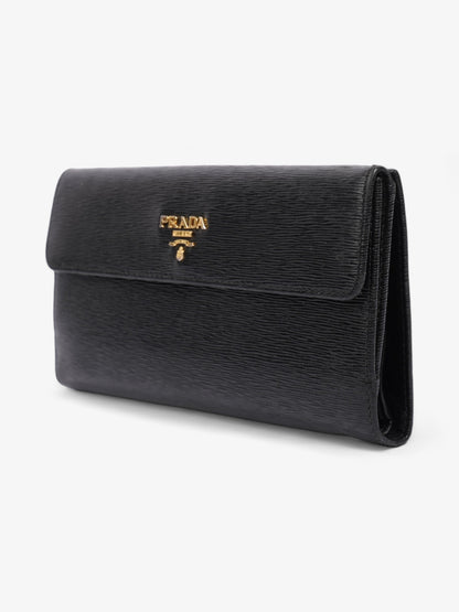 Prada Continental Flap Wallet Black Leather