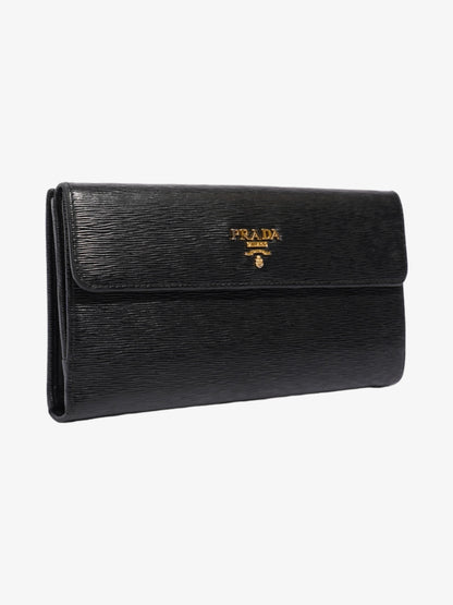 Prada Continental Flap Wallet Black Leather