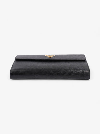 Prada Continental Flap Wallet Black Leather
