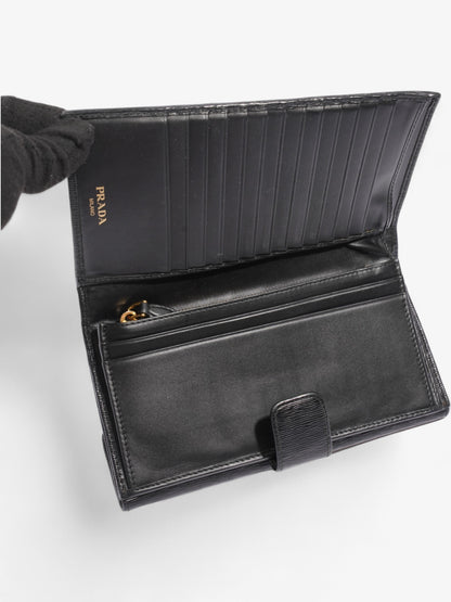 Prada Continental Flap Wallet Black Leather