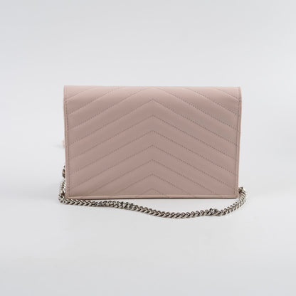 Saint Laurent Cassandre Envelope Wallet on Chain WOC Pink