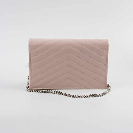 Saint Laurent Cassandre Envelope Wallet on Chain WOC Pink