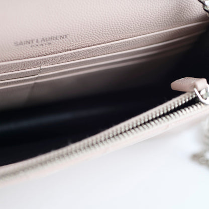 Saint Laurent Cassandre Envelope Wallet on Chain WOC Pink