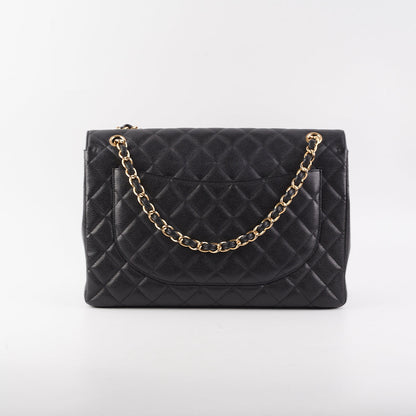 Chanel  Maxi single Flap Quilted Caviar Black
