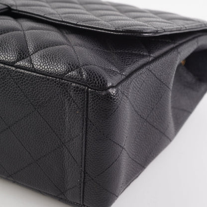 Chanel  Maxi single Flap Quilted Caviar Black