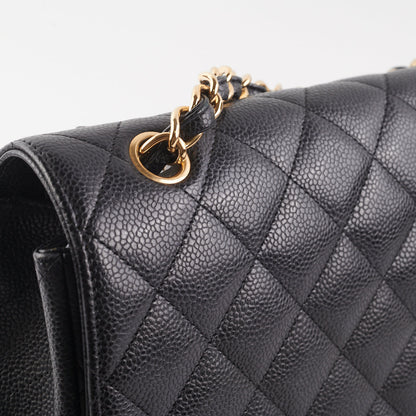 Chanel  Maxi single Flap Quilted Caviar Black