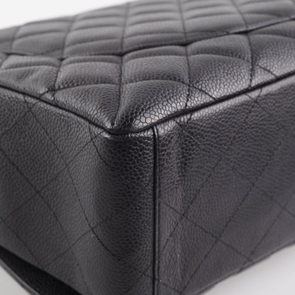 Chanel  Maxi single Flap Quilted Caviar Black