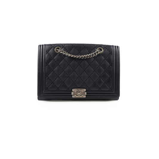 Chanel Boy 2-way Chain Tote Bag Navy