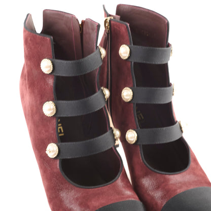 Chanel Heel Boots Suede Size 40.5