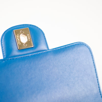Chanel Mini Square Chevron Bag Blue