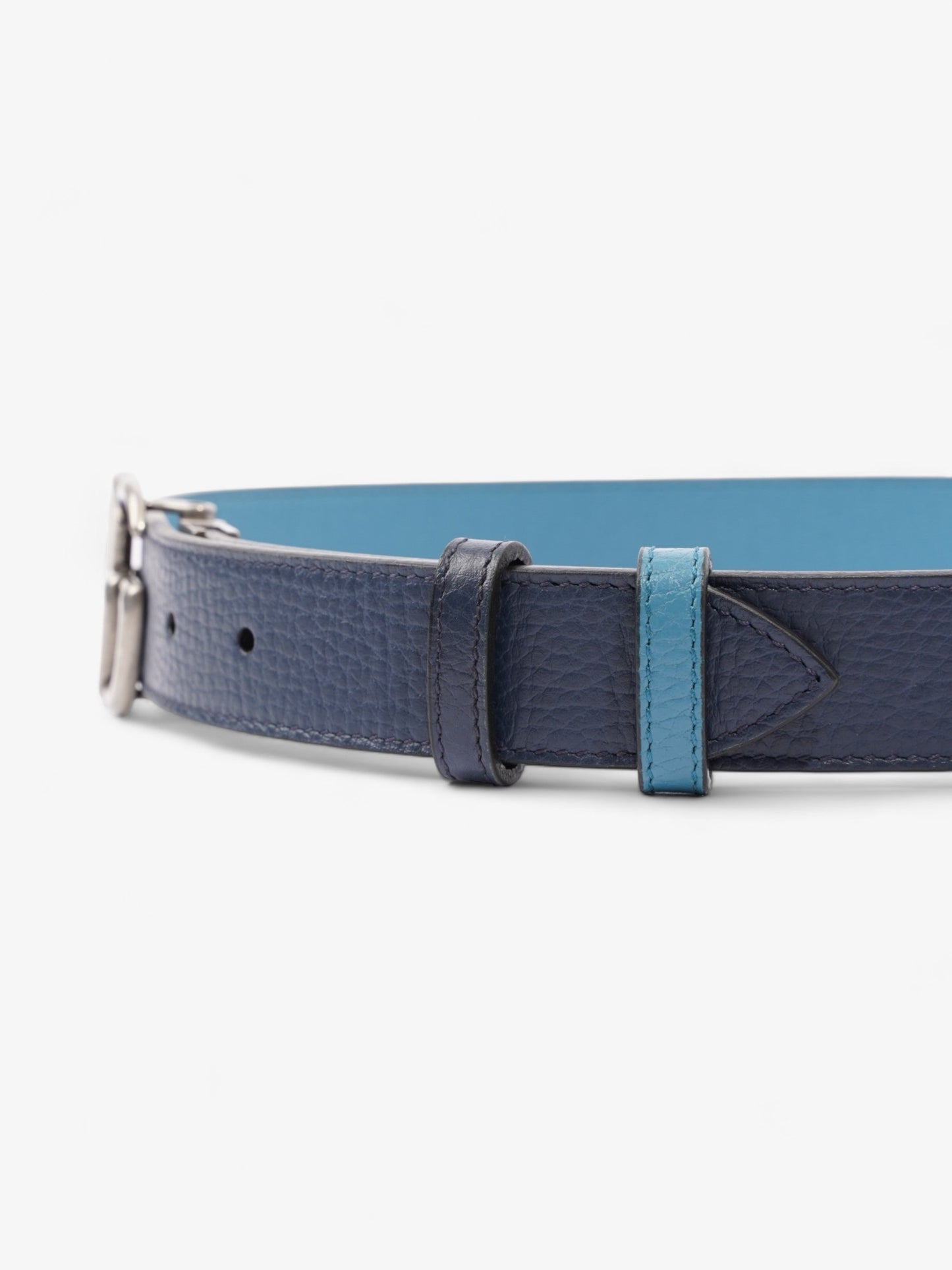 Gucci GG Marmont Thin Reversible Belt Navy / Aqua Blue Leather 80cm 32"