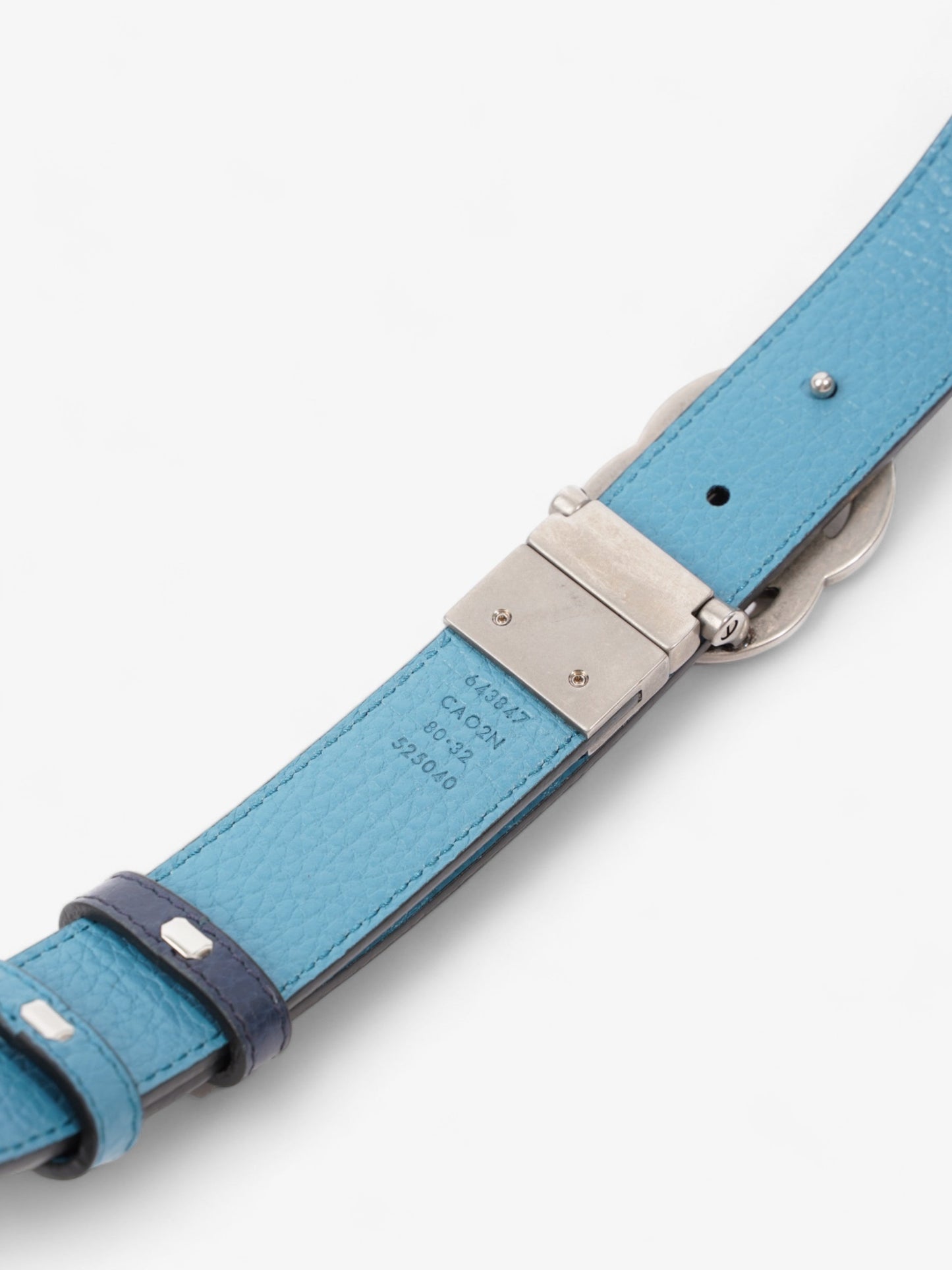 Gucci GG Marmont Thin Reversible Belt Navy / Aqua Blue Leather 80cm 32"