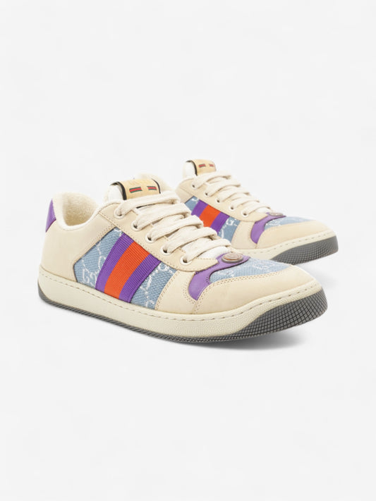 Gucci Screener Sneakers Beige  / Blue / Purple Canvas EU 38.5 UK 5.5