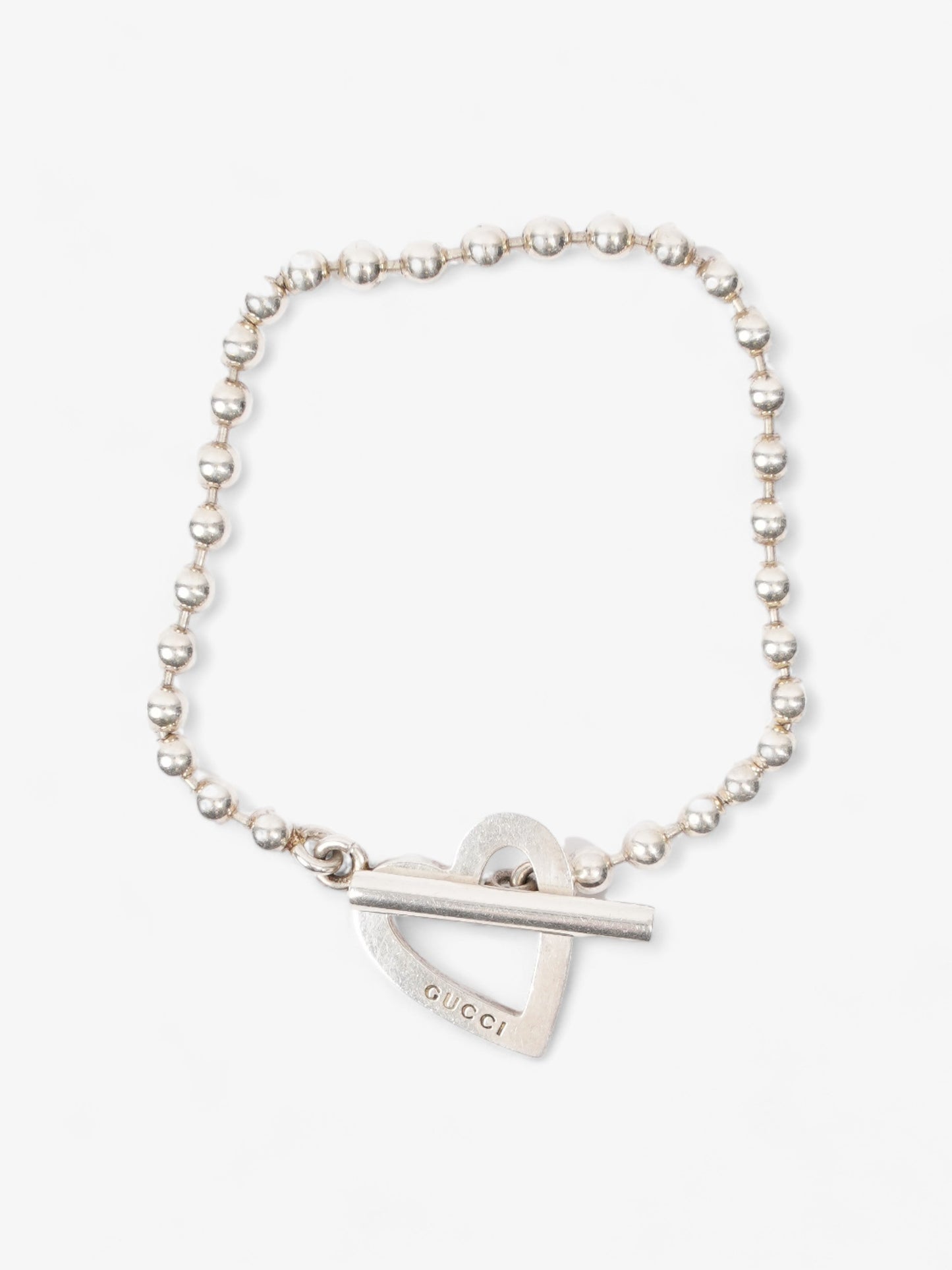Gucci Heart Toggle Bracelet Silver Silver Sterling 17