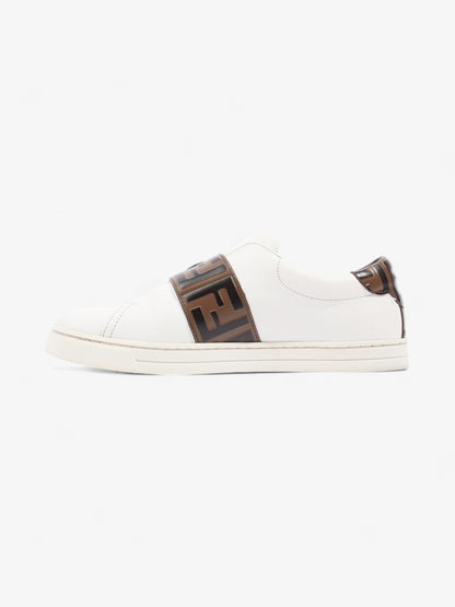 Fendi FF Logo Buckled Low Top Sneakers White / Zucca Leather EU 38 UK 5
