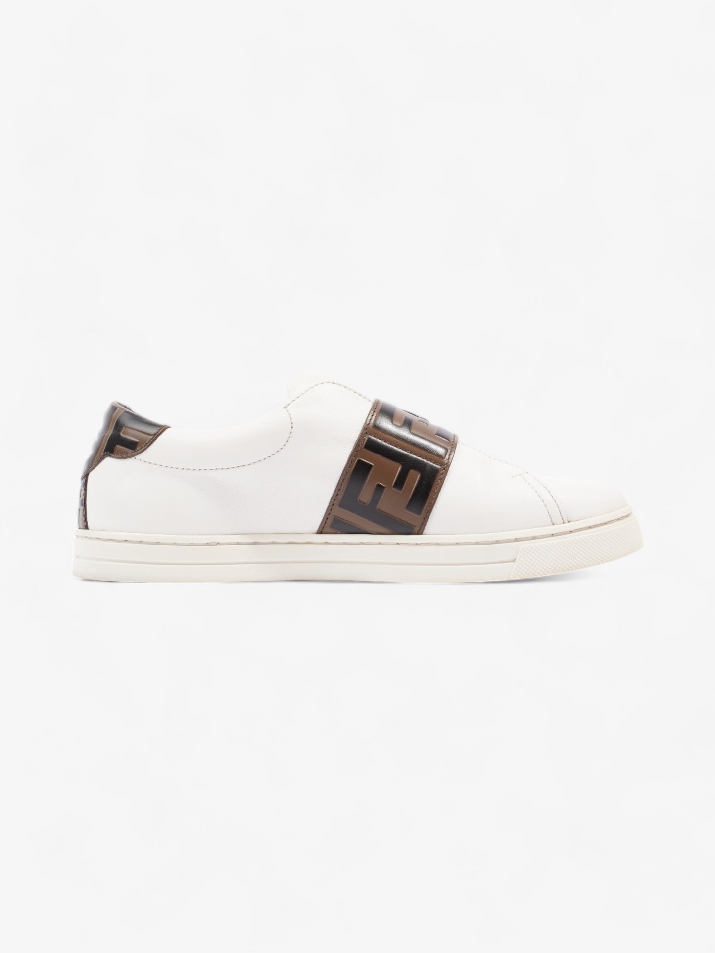 Fendi FF Logo Buckled Low Top Sneakers White / Zucca Leather EU 38 UK 5