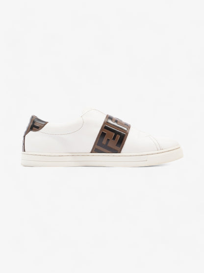 Fendi FF Logo Buckled Low Top Sneakers White / Zucca Leather EU 38 UK 5