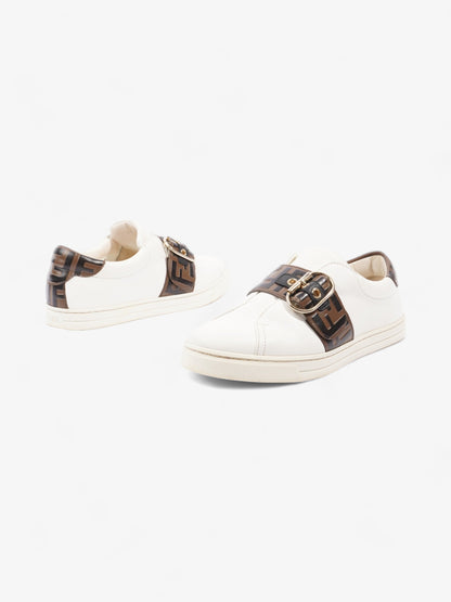 Fendi FF Logo Buckled Low Top Sneakers White / Zucca Leather EU 38 UK 5