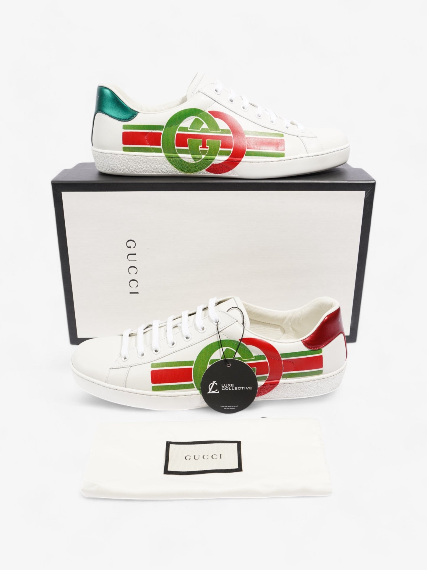 Gucci Ace GG Stripe Sneakers White  / Red / Green Leather EU 45 UK 11