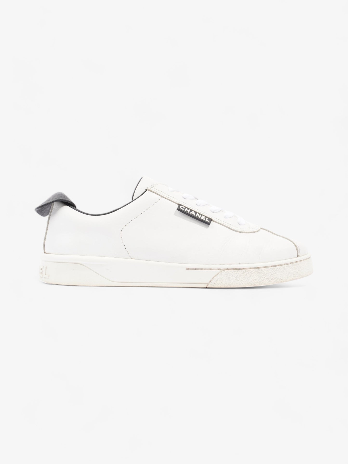 Chanel CC Logo Sneakers  White / Black Leather EU 38 UK 5
