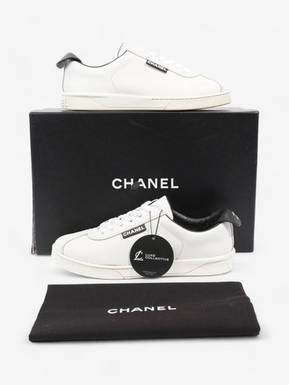 Chanel CC Logo Sneakers  White / Black Leather EU 38 UK 5