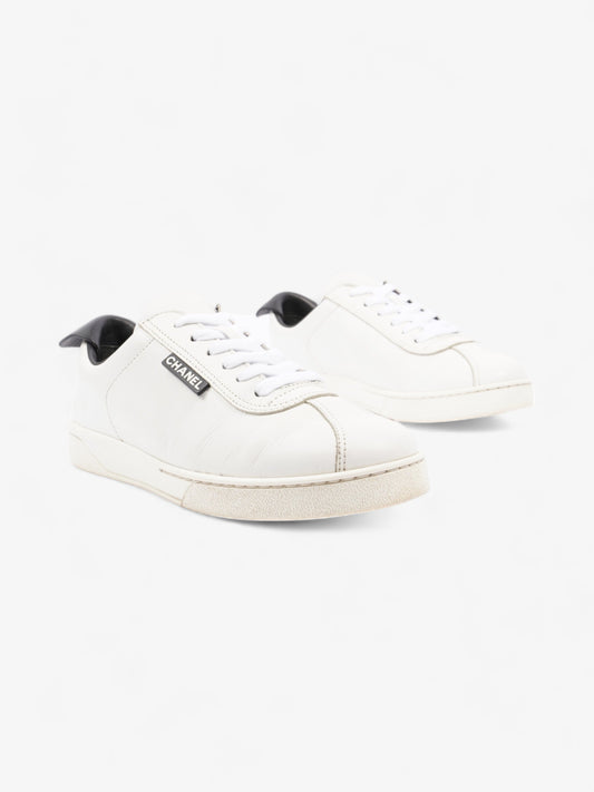 Chanel CC Logo Sneakers  White / Black Leather EU 38 UK 5